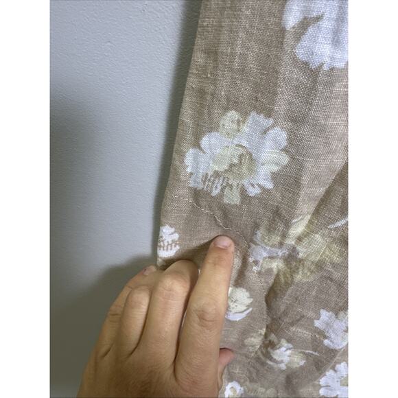 J Jill Sleeveless A Line Linen Dress S Pockets Beige Floral Print Beachy Cottage - Picture 4 of 7